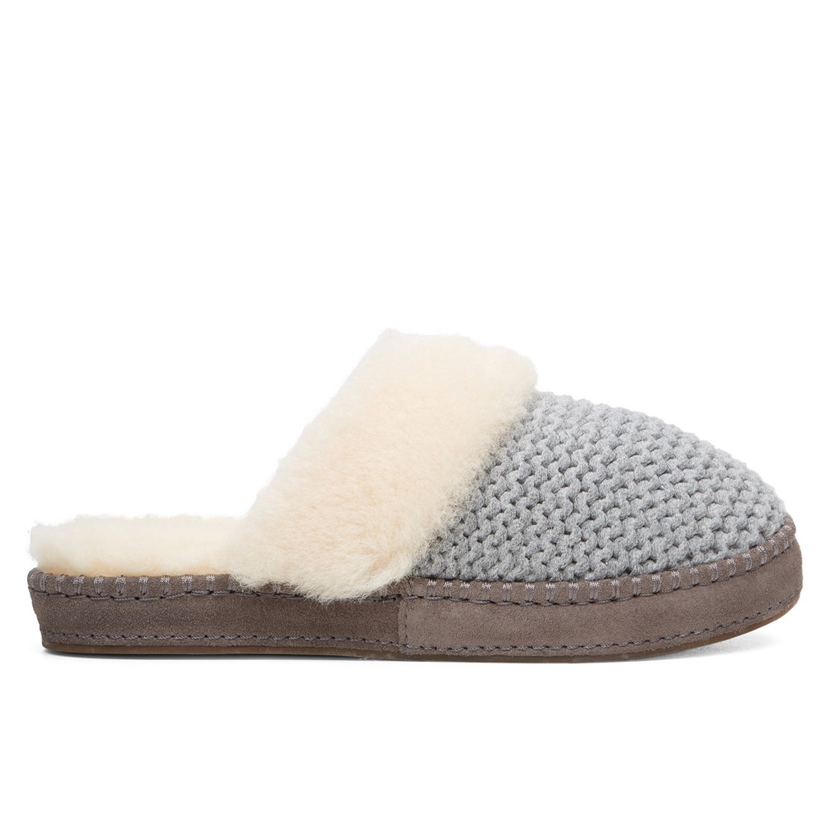 Women's Aira Knit Grey Slipper | Little Burgundy