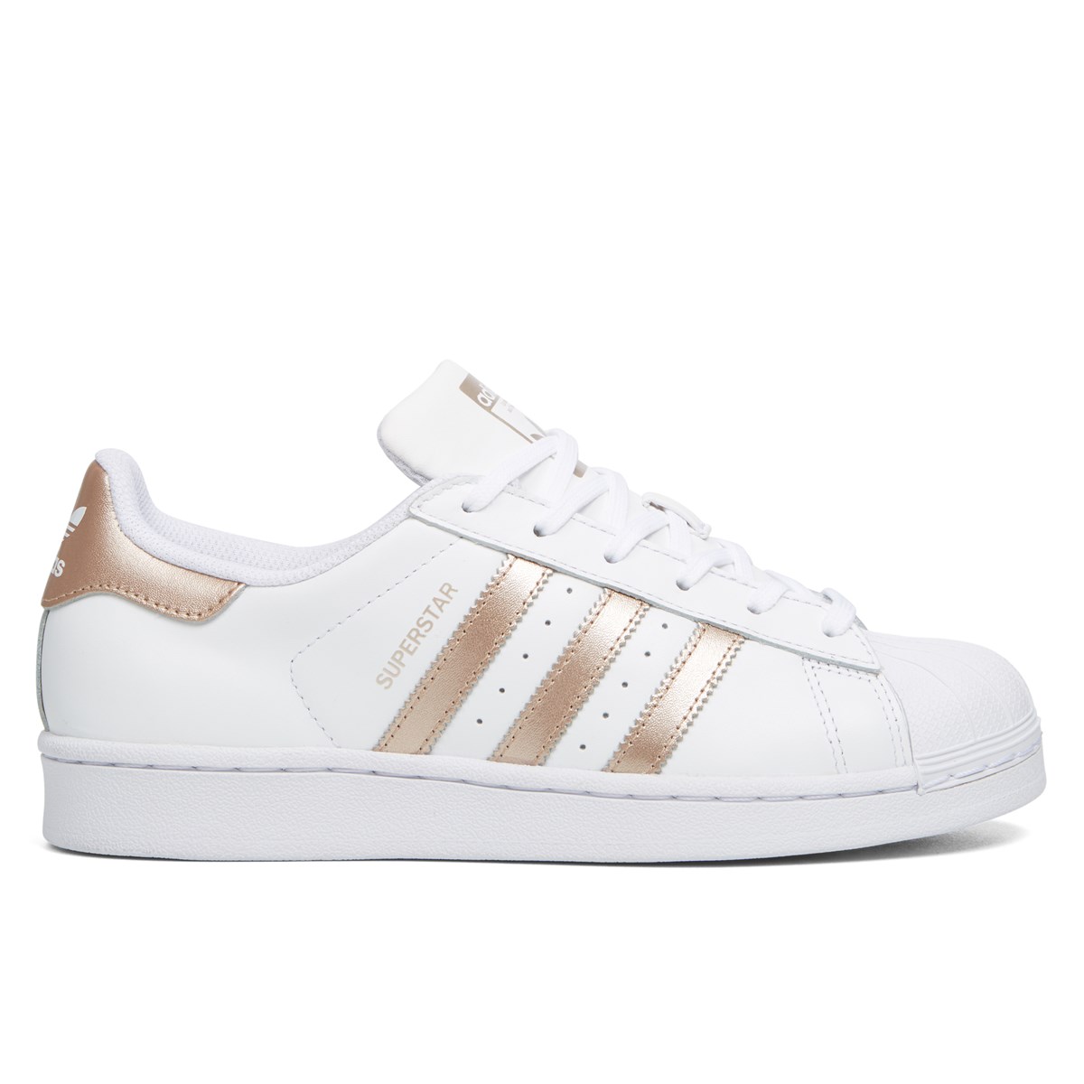 Women's Leather Superstar Sneaker in White and Rose Gold | Little Burgundy