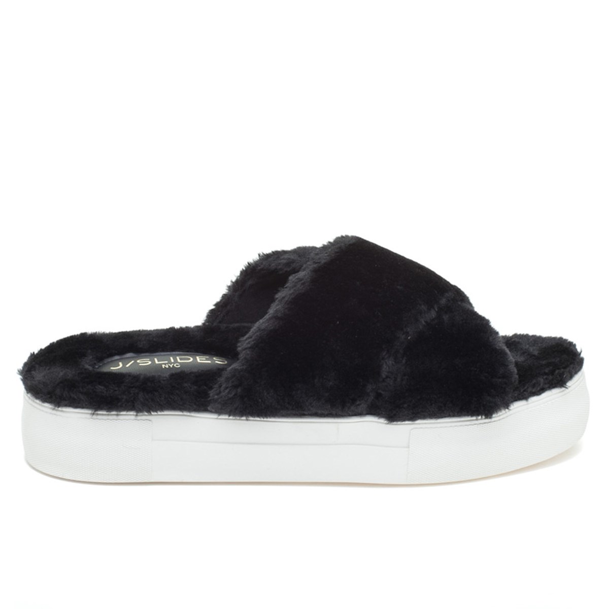 Women's Adorablee Black Faux Fur Slides | Little Burgundy