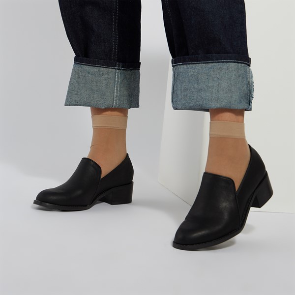 Women's Castelnau Black Block Heel Moccasins | Little Burgundy