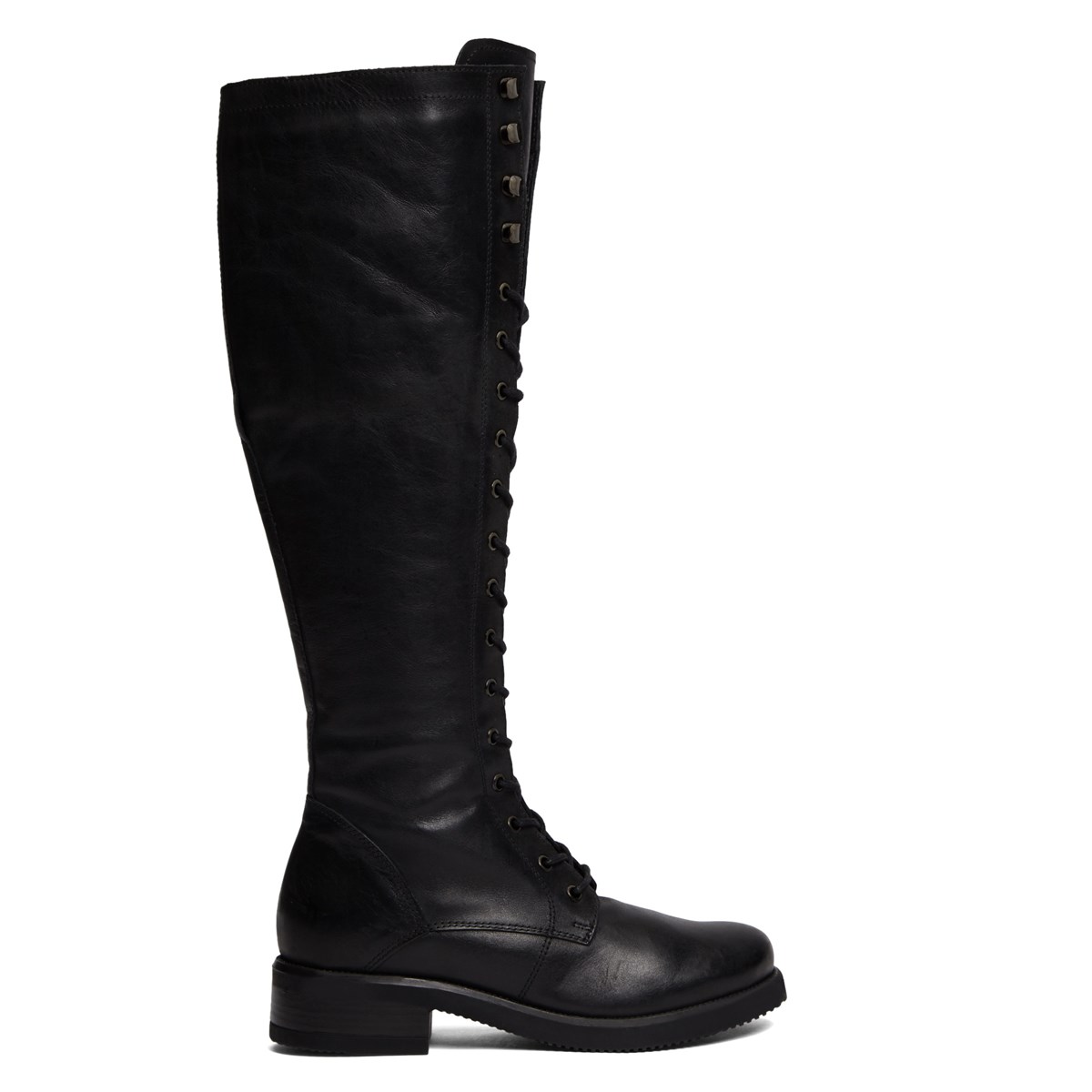 Women's Sienna Black Leather Lace-Up Boot | Little Burgundy