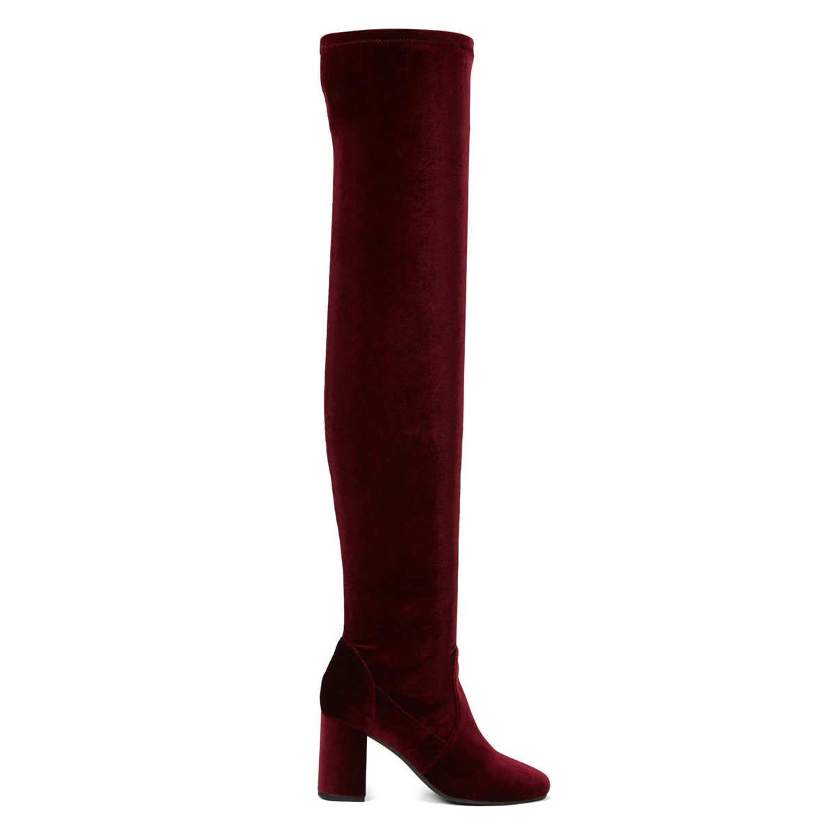 burgundy velvet thigh high boots